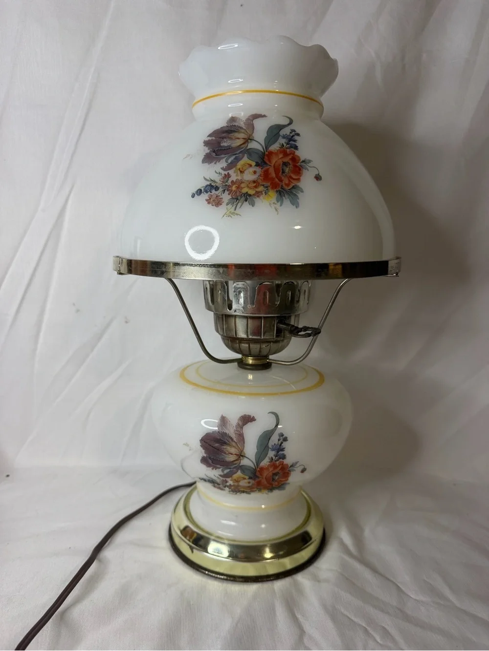 Vintage Floral Milk Glass 